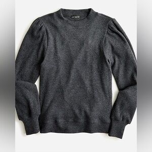 🦢NWT J.Crew Brushed Rib Puff-Sleeve Crewneck – Size Small – Tan🦢
